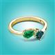 3 - Lysha 1.55 ctw Emerald Pear Shape (7x5 mm) & London Blue Topaz Cushion Shape (5.00 mm) Toi Et Moi Engagement Ring 