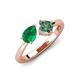 4 - Lysha 1.61 ctw Emerald Pear Shape (7x5 mm) & Lab Created Alexandrite Cushion Shape (5.00 mm) Toi Et Moi Engagement Ring 
