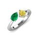 4 - Lysha 1.61 ctw Emerald Pear Shape (7x5 mm) & Lab Created Yellow Sapphire Cushion Shape (5.00 mm) Toi Et Moi Engagement Ring 