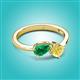 3 - Lysha 1.61 ctw Emerald Pear Shape (7x5 mm) & Lab Created Yellow Sapphire Cushion Shape (5.00 mm) Toi Et Moi Engagement Ring 