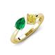 4 - Lysha 1.61 ctw Emerald Pear Shape (7x5 mm) & Lab Created Yellow Sapphire Cushion Shape (5.00 mm) Toi Et Moi Engagement Ring 