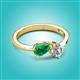 3 - Lysha 1.30 ctw Emerald Pear Shape (7x5 mm) & Natural Diamond Cushion Shape (5.00 mm) Toi Et Moi Engagement Ring 