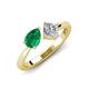 4 - Lysha 1.30 ctw Emerald Pear Shape (7x5 mm) & Natural Diamond Cushion Shape (5.00 mm) Toi Et Moi Engagement Ring 