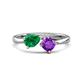 1 - Lysha 1.30 ctw Emerald Pear Shape (7x5 mm) & Amethyst Cushion Shape (5.00 mm) Toi Et Moi Engagement Ring 