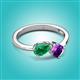 3 - Lysha 1.30 ctw Emerald Pear Shape (7x5 mm) & Amethyst Cushion Shape (5.00 mm) Toi Et Moi Engagement Ring 