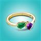 3 - Lysha 1.30 ctw Emerald Pear Shape (7x5 mm) & Amethyst Cushion Shape (5.00 mm) Toi Et Moi Engagement Ring 