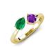 4 - Lysha 1.30 ctw Emerald Pear Shape (7x5 mm) & Amethyst Cushion Shape (5.00 mm) Toi Et Moi Engagement Ring 