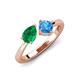 4 - Lysha 1.55 ctw Emerald Pear Shape (7x5 mm) & Blue Topaz Cushion Shape (5.00 mm) Toi Et Moi Engagement Ring 