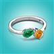 3 - Lysha 1.30 ctw Emerald Pear Shape (7x5 mm) & Citrine Cushion Shape (5.00 mm) Toi Et Moi Engagement Ring 
