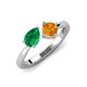 4 - Lysha 1.30 ctw Emerald Pear Shape (7x5 mm) & Citrine Cushion Shape (5.00 mm) Toi Et Moi Engagement Ring 