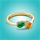 3 - Lysha 1.30 ctw Emerald Pear Shape (7x5 mm) & Citrine Cushion Shape (5.00 mm) Toi Et Moi Engagement Ring 