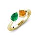 4 - Lysha 1.30 ctw Emerald Pear Shape (7x5 mm) & Citrine Cushion Shape (5.00 mm) Toi Et Moi Engagement Ring 