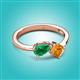 3 - Lysha 1.30 ctw Emerald Pear Shape (7x5 mm) & Citrine Cushion Shape (5.00 mm) Toi Et Moi Engagement Ring 