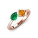 4 - Lysha 1.30 ctw Emerald Pear Shape (7x5 mm) & Citrine Cushion Shape (5.00 mm) Toi Et Moi Engagement Ring 