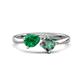 1 - Lysha 1.61 ctw Emerald Pear Shape (7x5 mm) & Lab Created Alexandrite Cushion Shape (5.00 mm) Toi Et Moi Engagement Ring 