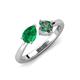 4 - Lysha 1.61 ctw Emerald Pear Shape (7x5 mm) & Lab Created Alexandrite Cushion Shape (5.00 mm) Toi Et Moi Engagement Ring 