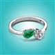 3 - Lysha 1.30 ctw Emerald Pear Shape (7x5 mm) & Lab Grown Diamond Cushion Shape (5.00 mm) Toi Et Moi Engagement Ring 