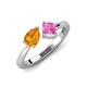 4 - Lysha 1.46 ctw Citrine Pear Shape (7x5 mm) & Lab Created Pink Sapphire Cushion Shape (5.00 mm) Toi Et Moi Engagement Ring 