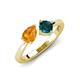 4 - Lysha 1.40 ctw Citrine Pear Shape (7x5 mm) & London Blue Topaz Cushion Shape (5.00 mm) Toi Et Moi Engagement Ring 