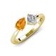 4 - Lysha 1.15 ctw Citrine Pear Shape (7x5 mm) & Natural Diamond Cushion Shape (5.00 mm) Toi Et Moi Engagement Ring 
