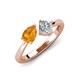 4 - Lysha 1.15 ctw Citrine Pear Shape (7x5 mm) & Natural Diamond Cushion Shape (5.00 mm) Toi Et Moi Engagement Ring 