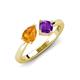 4 - Lysha 1.15 ctw Citrine Pear Shape (7x5 mm) & Amethyst Cushion Shape (5.00 mm) Toi Et Moi Engagement Ring 