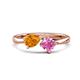 1 - Lysha 1.46 ctw Citrine Pear Shape (7x5 mm) & Lab Created Pink Sapphire Cushion Shape (5.00 mm) Toi Et Moi Engagement Ring 