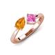 4 - Lysha 1.46 ctw Citrine Pear Shape (7x5 mm) & Lab Created Pink Sapphire Cushion Shape (5.00 mm) Toi Et Moi Engagement Ring 