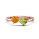 1 - Lysha 1.30 ctw Citrine Pear Shape (7x5 mm) & Peridot Cushion Shape (5.00 mm) Toi Et Moi Engagement Ring 