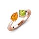 4 - Lysha 1.30 ctw Citrine Pear Shape (7x5 mm) & Peridot Cushion Shape (5.00 mm) Toi Et Moi Engagement Ring 