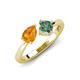 4 - Lysha 1.46 ctw Citrine Pear Shape (7x5 mm) & Lab Created Alexandrite Cushion Shape (5.00 mm) Toi Et Moi Engagement Ring 