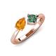 4 - Lysha 1.46 ctw Citrine Pear Shape (7x5 mm) & Lab Created Alexandrite Cushion Shape (5.00 mm) Toi Et Moi Engagement Ring 