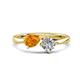 1 - Lysha 1.22 ctw Citrine Pear Shape (7x5 mm) & Moissanite Cushion Shape (5.00 mm) Toi Et Moi Engagement Ring 