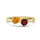 1 - Lysha 1.40 ctw Citrine Pear Shape (7x5 mm) & Red Garnet Cushion Shape (5.00 mm) Toi Et Moi Engagement Ring 