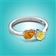 3 - Lysha 1.46 ctw Citrine Pear Shape (7x5 mm) & Lab Created Yellow Sapphire Cushion Shape (5.00 mm) Toi Et Moi Engagement Ring 