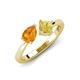 4 - Lysha 1.46 ctw Citrine Pear Shape (7x5 mm) & Lab Created Yellow Sapphire Cushion Shape (5.00 mm) Toi Et Moi Engagement Ring 