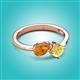 3 - Lysha 1.46 ctw Citrine Pear Shape (7x5 mm) & Lab Created Yellow Sapphire Cushion Shape (5.00 mm) Toi Et Moi Engagement Ring 