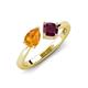 4 - Lysha 1.27 ctw Citrine Pear Shape (7x5 mm) & Rhodolite Garnet Cushion Shape (5.00 mm) Toi Et Moi Engagement Ring 