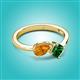 3 - Lysha 1.20 ctw Citrine Pear Shape (7x5 mm) & Lab Created Emerald Cushion Shape (5.00 mm) Toi Et Moi Engagement Ring 