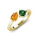 4 - Lysha 1.20 ctw Citrine Pear Shape (7x5 mm) & Lab Created Emerald Cushion Shape (5.00 mm) Toi Et Moi Engagement Ring 