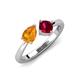 4 - Lysha 1.46 ctw Citrine Pear Shape (7x5 mm) & Lab Created Ruby Cushion Shape (5.00 mm) Toi Et Moi Engagement Ring 
