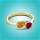 3 - Lysha 1.46 ctw Citrine Pear Shape (7x5 mm) & Lab Created Ruby Cushion Shape (5.00 mm) Toi Et Moi Engagement Ring 