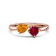 1 - Lysha 1.46 ctw Citrine Pear Shape (7x5 mm) & Lab Created Ruby Cushion Shape (5.00 mm) Toi Et Moi Engagement Ring 