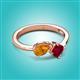 3 - Lysha 1.46 ctw Citrine Pear Shape (7x5 mm) & Lab Created Ruby Cushion Shape (5.00 mm) Toi Et Moi Engagement Ring 