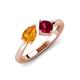 4 - Lysha 1.46 ctw Citrine Pear Shape (7x5 mm) & Lab Created Ruby Cushion Shape (5.00 mm) Toi Et Moi Engagement Ring 