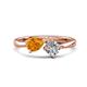 1 - Lysha 1.15 ctw Citrine Pear Shape (7x5 mm) & Natural Diamond Cushion Shape (5.00 mm) Toi Et Moi Engagement Ring 