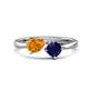1 - Lysha 1.46 ctw Citrine Pear Shape (7x5 mm) & Lab Created Blue Sapphire Cushion Shape (5.00 mm) Toi Et Moi Engagement Ring 