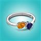 3 - Lysha 1.46 ctw Citrine Pear Shape (7x5 mm) & Lab Created Blue Sapphire Cushion Shape (5.00 mm) Toi Et Moi Engagement Ring 