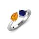 4 - Lysha 1.46 ctw Citrine Pear Shape (7x5 mm) & Lab Created Blue Sapphire Cushion Shape (5.00 mm) Toi Et Moi Engagement Ring 