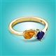 3 - Lysha 1.46 ctw Citrine Pear Shape (7x5 mm) & Lab Created Blue Sapphire Cushion Shape (5.00 mm) Toi Et Moi Engagement Ring 
